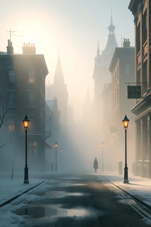 Strangedaal. A Serene Urban Street At Dawn Shrouded In A Thi...