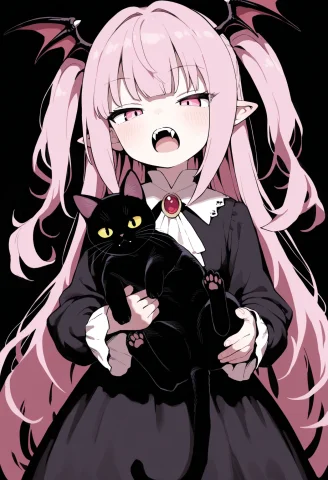 Masterpiece,best Quality,amazing Quality, 1girl, Fangs, Long... — Stable Diffusion AI Prompt: masterpiece,best quality,amazing quality, 1girl, fangs, long hair, dress, pink h...