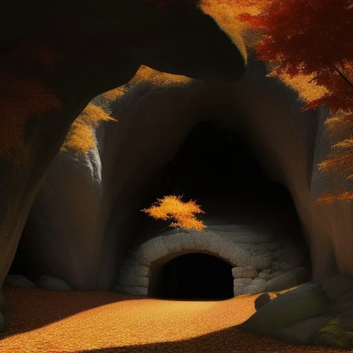 , Autumn, ,maple,tree, Stone, Cave,