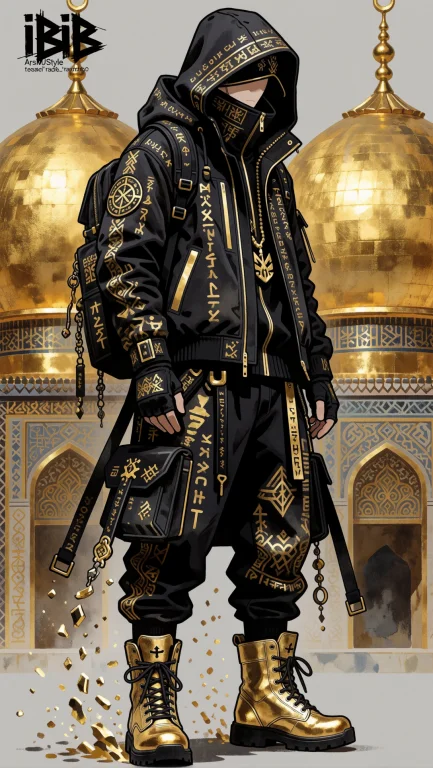 The Image Portrays A Striking, Futuristic Fashion Ensemble S...