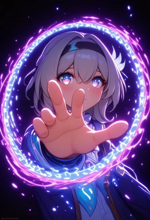 Spell Bind, 1girl, Cinematic Angle, Fractals, Flame, Smoke,...