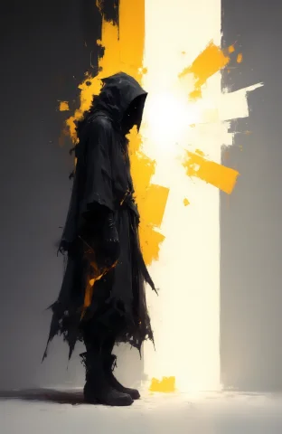 Lighting Dynamic Contrasting, A Mysterious Most Likely Femal... — Stable Diffusion AI Prompt: lighting dynamic contrasting, a mysterious most likely female figure in a dark h...
