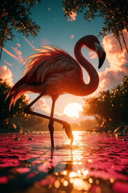 Ta86inkriot, Thin Black Outlines, An American Flamingo Stand...