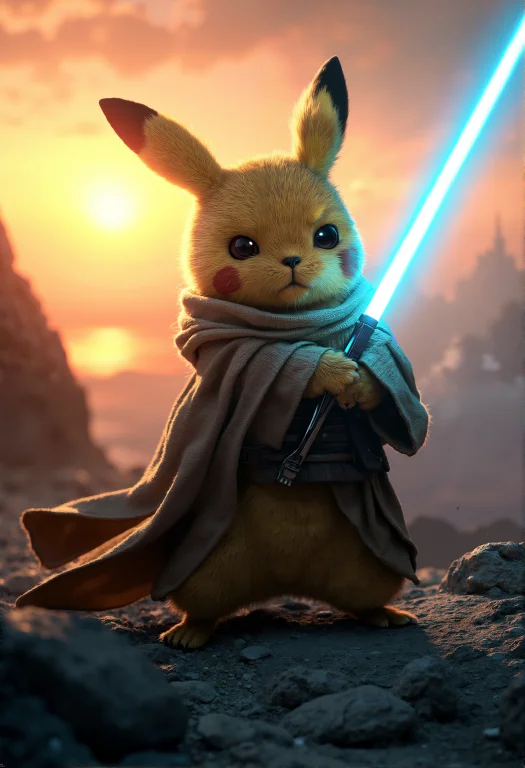 Photorealistic Pikachu Cosplaying As Luke Skywalker, Wearing...