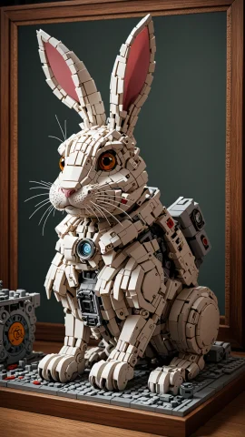 A Epic Rabbit Made Of Lego Technics With A Few Piece Of Lego... — SDXL AI Prompt: A Epic Rabbit made of Lego Technics with a few piece of Lego on the Table, Award...