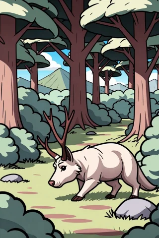 Illustration, Digital Art, Wild Life, Nature, Trees, Grass,... — Stable Diffusion AI Prompt: illustration, digital art, wild life, nature, trees, grass, bushes, flowers, mou...