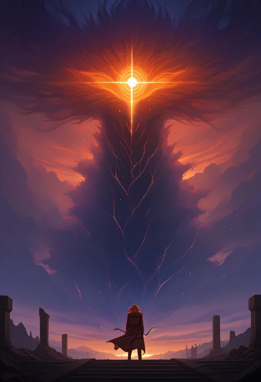 A Breathtaking Cinematic Anime Scene In A Vast Magical World...
