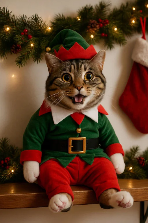 Generate Me A Funny Photorealistic Image Of Cat Dressed In A...