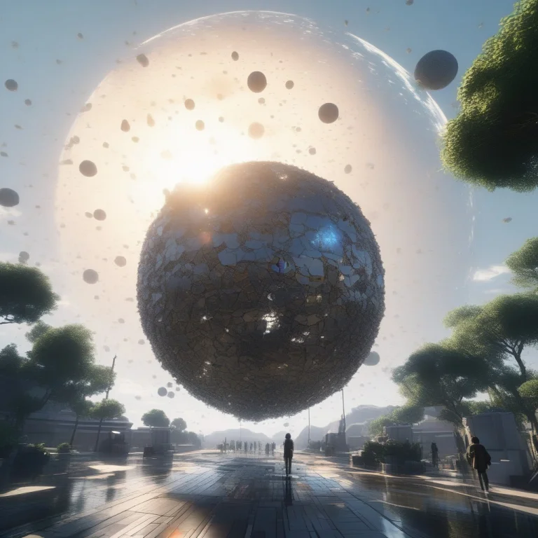 High Quality, Detailed, A Dyson Swarm Half-built Around A Di...