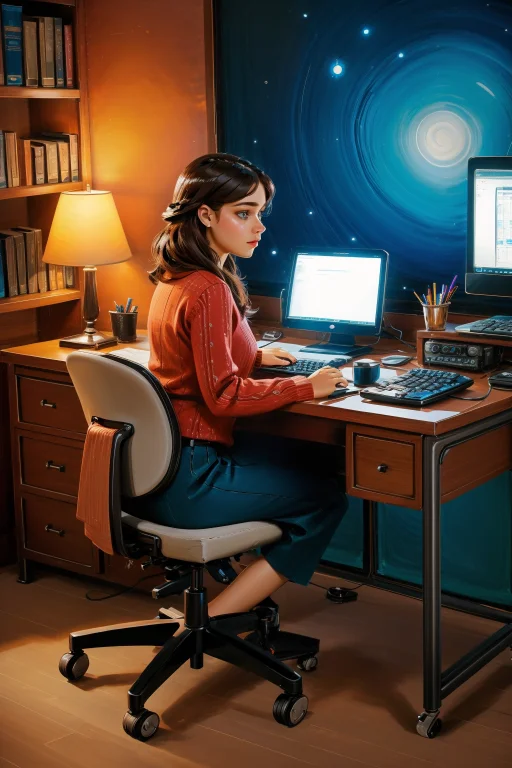 1girl, Loralozhkin0.7 Lozhkin, Computer Desk, The Computer D...