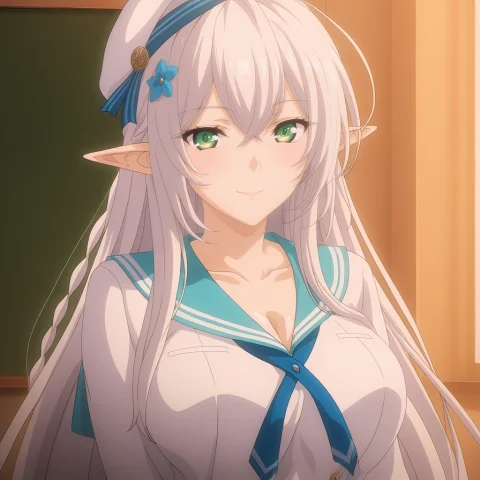 Kuon-aoe-lovexholic, 1girl, Solo, Pointy Ears, Green Eyes, L... — Stable Diffusion AI Prompt: kuon-aoe-lovexholic, 1girl, solo, pointy ears, green eyes, long hair, elf, braid...