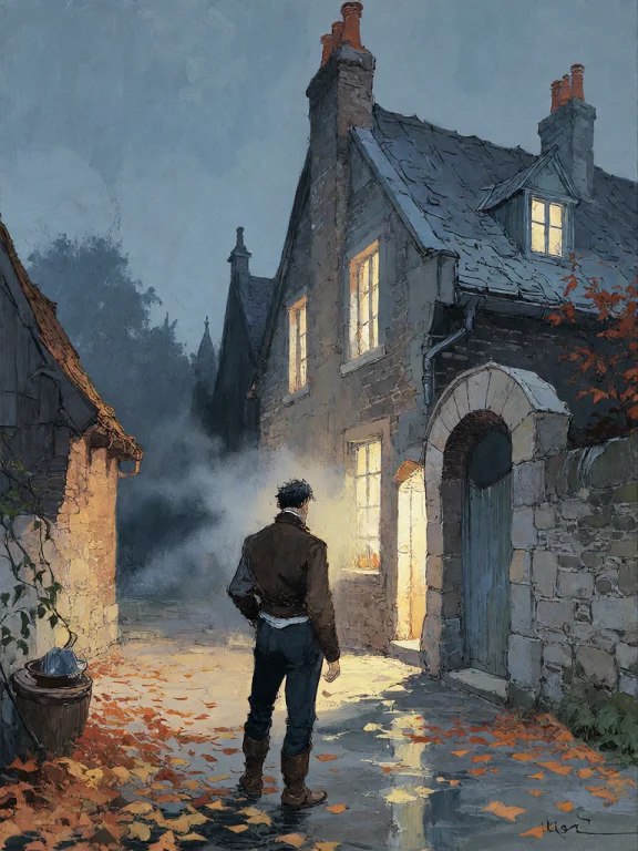 Bradhamel Art Style. A Solitary Man In Dark Clothing Stands...