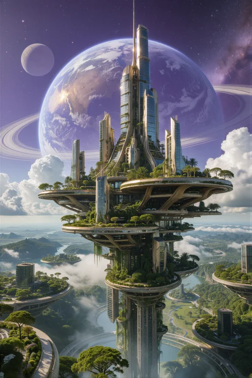 Supergroundview, A Grand Vertical Terraformed Colony City De...