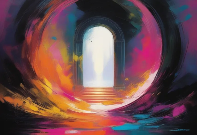 A Portal Of Light Torn Between Two Worlds, Expressive Brushw...