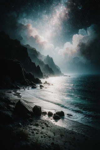 Zidiusart, Create A Mystical Night Seascape In Oilpainting S... — Stable Diffusion AI Prompt: zidiusArt, Create a mystical night seascape in oil‑painting style, blending real...