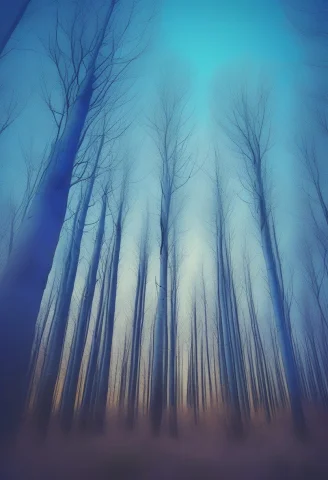 Psychedelic Forest Art Free — SDXL AI Prompt: masterpiece, best quality, a forest of pale trees with no birdsong, psychedelic...