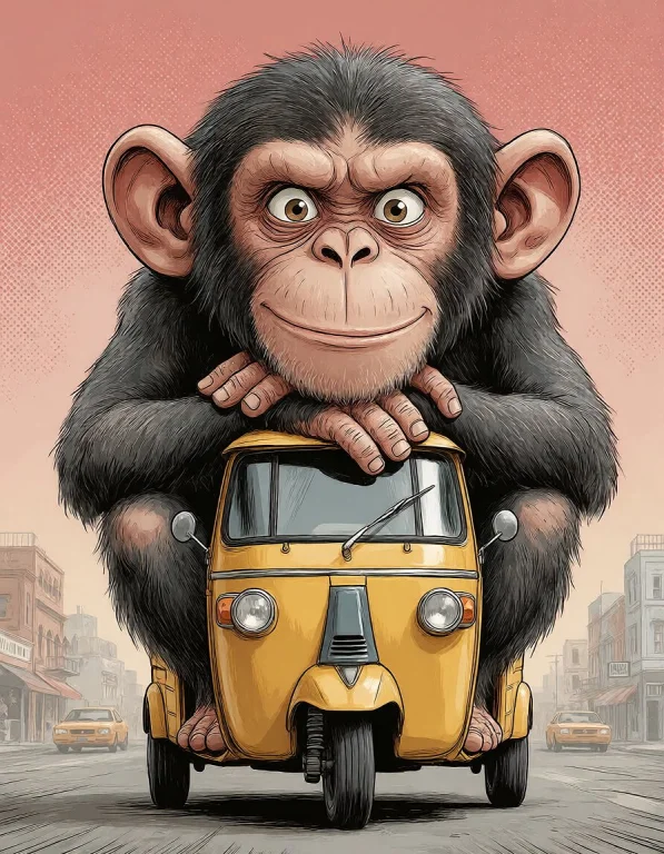Funnycrushcomic, Oversized Chimpanzee Folded Into A Tiny Tuk...