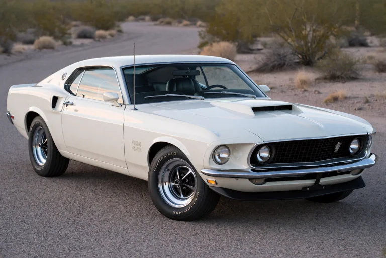 Boss429. A Realistic Photograph Of A Ice White Classic 1969...