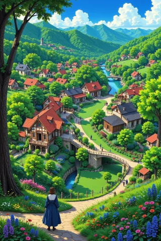 Village Beautiful Landscape, Day, Woman, Very Intricate, Ver... — Stable Diffusion AI Prompt: village beautiful landscape, day, woman, very intricate, very detailed, sharp, b...
