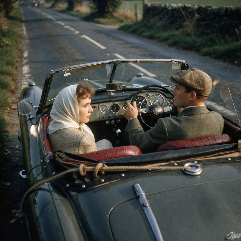 1950s England, An Open-top Sportscar Of The Period, Driving...