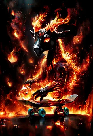 Masterpiece Flames Prompt — SDXL AI Prompt: intricate flames, burning oranges, dark surroundings, universe on fire, burning...