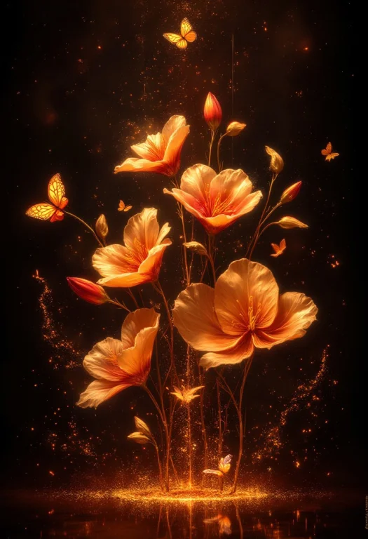 A Surreal And Painterly Composition Featuring Radiant Golden...