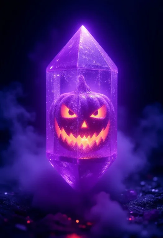 A Magnificent, Glowing Purple Crystal Floats In Mid-air, Rad...