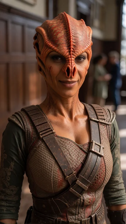 Tmrnfml Alien Woman, Chest-up, Eye-level, Facing Forward, Sm...
