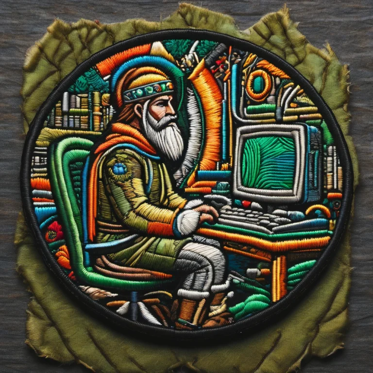 A Highly Detailed Patch In Circular Form, Against Dark Crump...