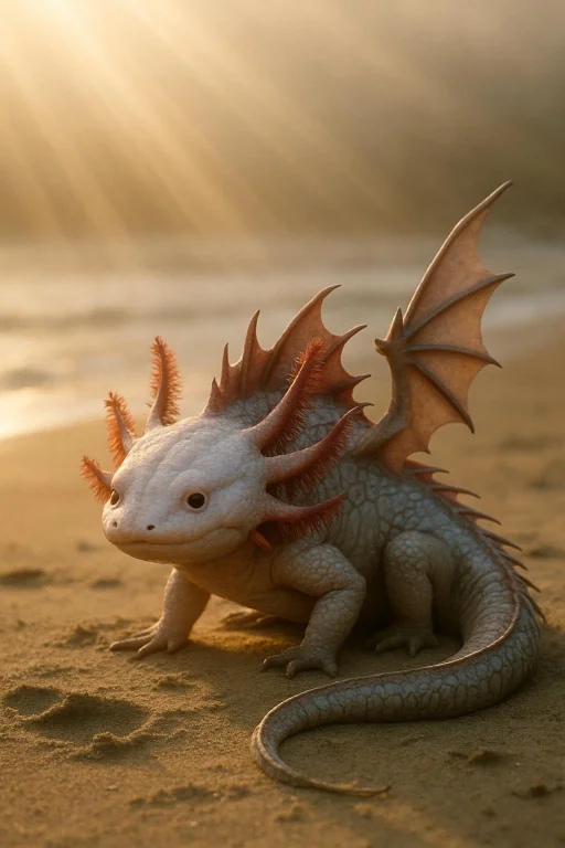 The Wide Real Photography Of A Majestic Mythical Axolotl Dra...
