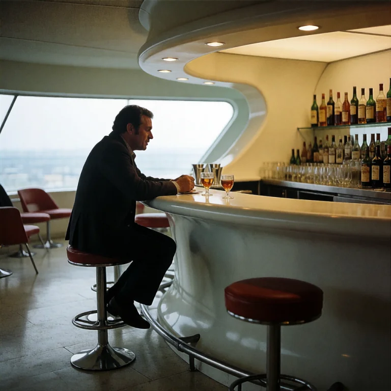 Loragodfather1a Man Sitting At A Modern Futuristic Bar, 1970...