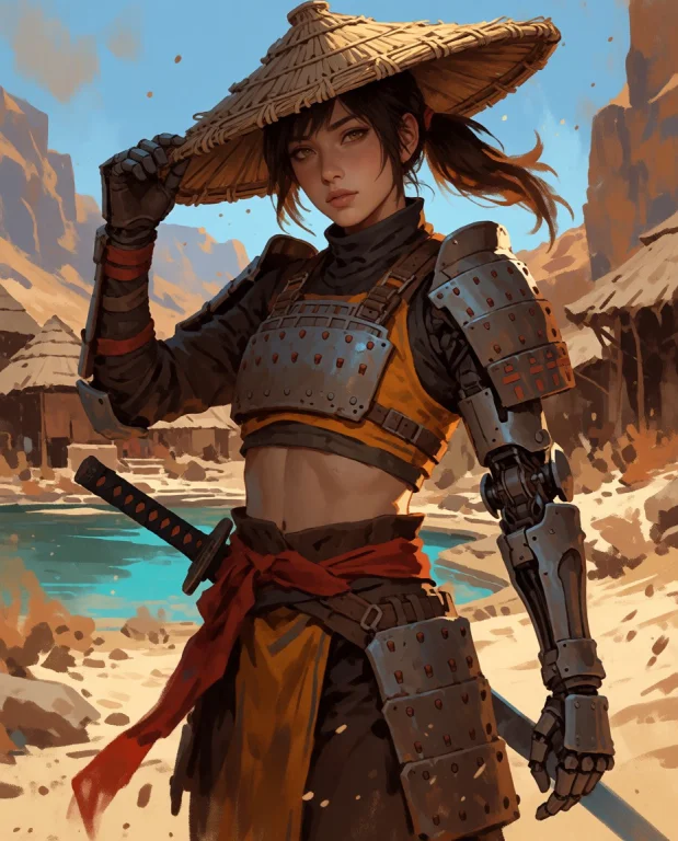 A Digital Concept Art Piece With Dynamic Brushwork. Kenshi,...