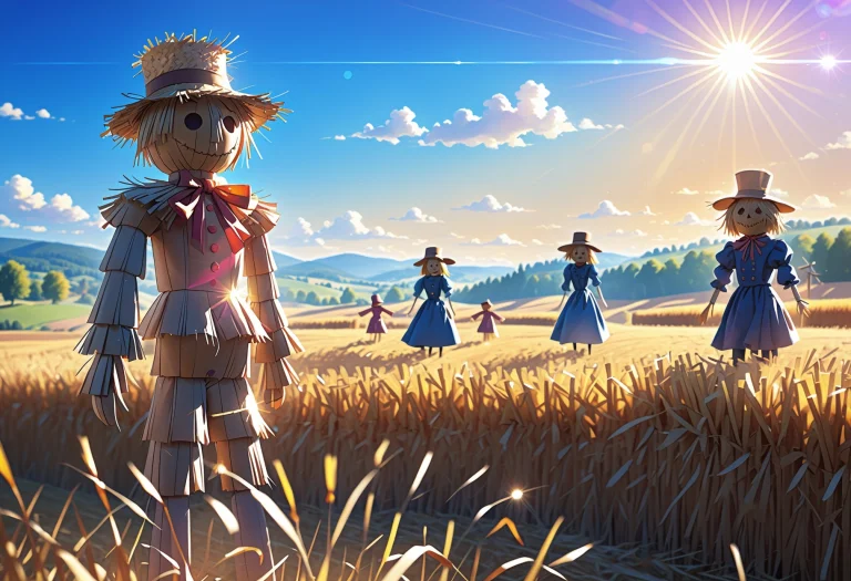 Straw Man, Button Eyes, Scarecrow, Straw Field. Sunny Day, L...