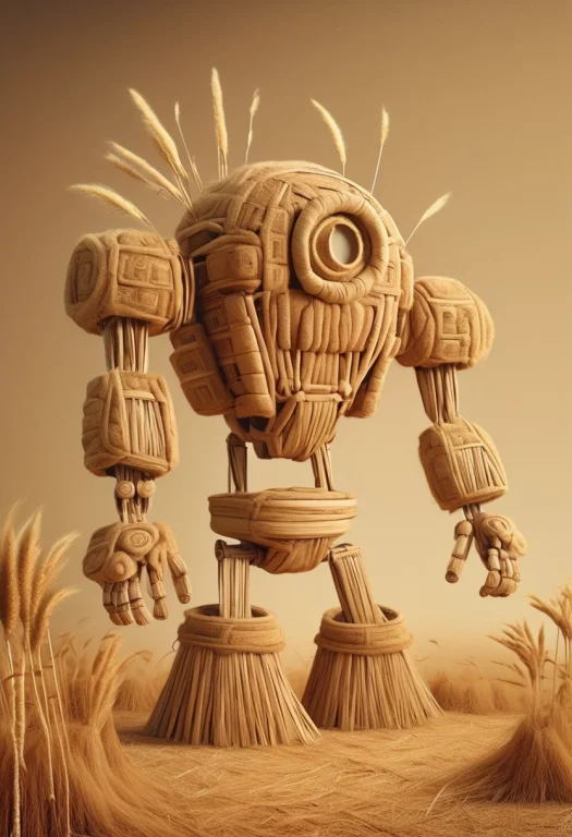 A Giant Futuristic Mecha Robot Made Entirely Out Of Straw Th...