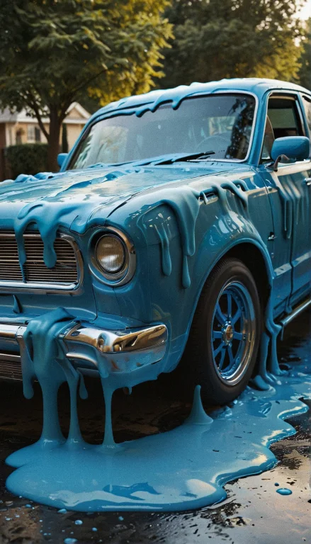 Melted Blue Car Cheeseontopstyle Blue