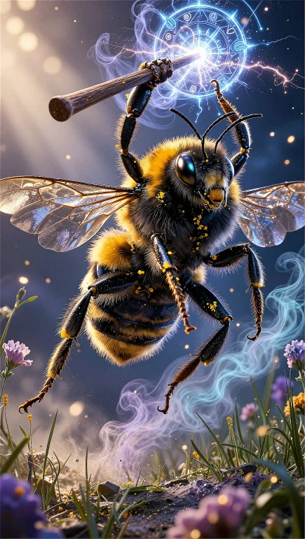An Ultra-detailed Cinematic Macro Portrait Of A Bumblebee Su...