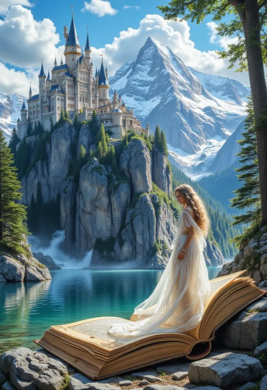 Create A Breathtaking Fantasy Scene Featuring A Majestic Cas...