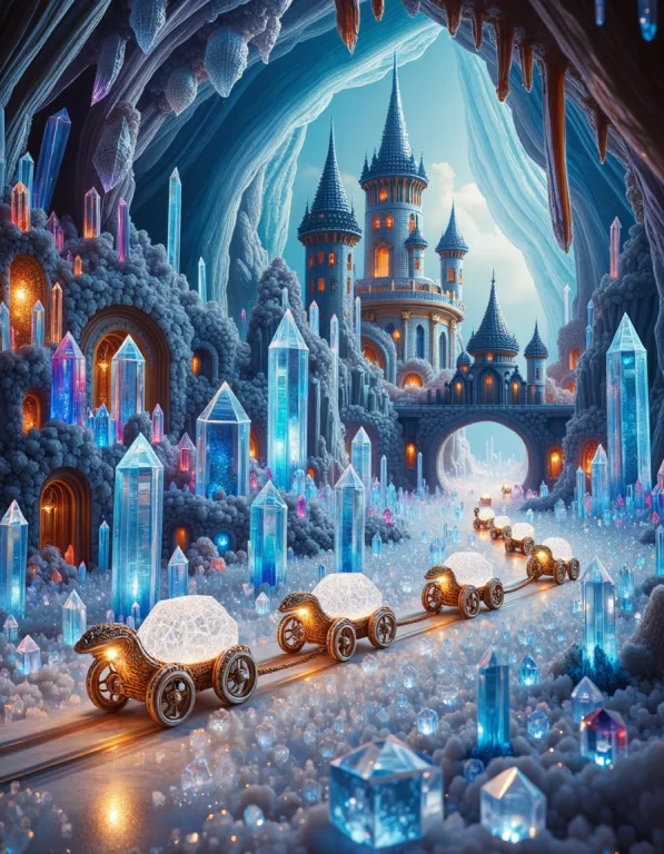 An Elaborate Fantasy Landscape Inside A Geode Full Of Lorara...
