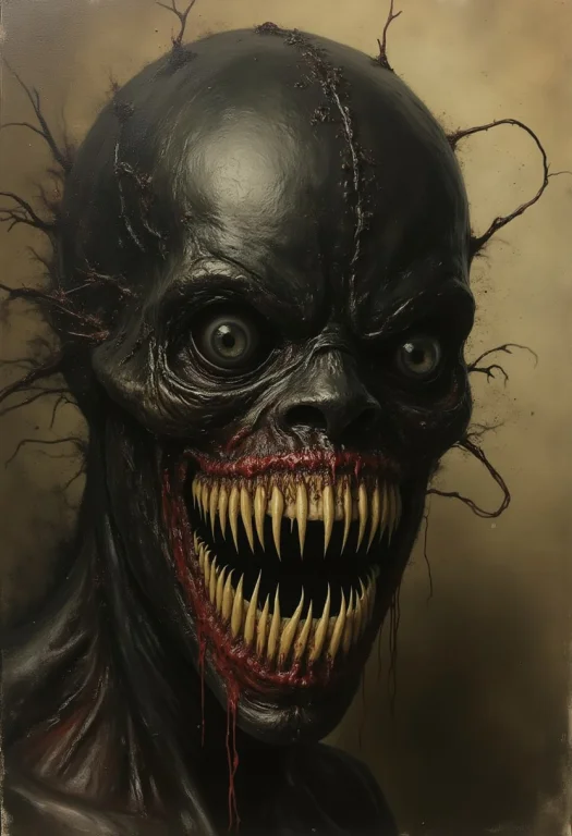 Black Face Mask, Tattered Husk Crusty Crawling Alien Creatur...