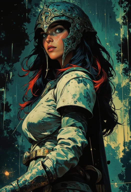 Stunning Female Korean Templar Knight, Long Multicoloured Ha...