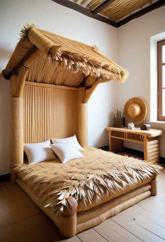 Absurdly Resized Bedroom Masterpiece Free — SDXL AI Prompt: masterpiece, best quality, absurdres, straw bed, indoors, bedroom
