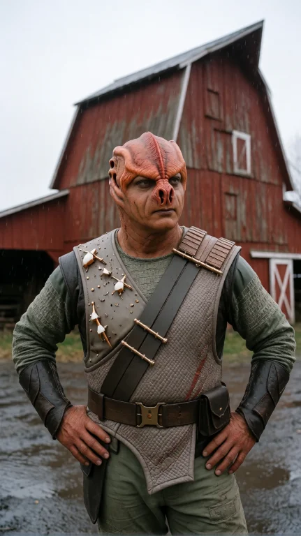 Tmrnml Alien Man, Chest-up, Eye-level, Hands On Hips, Stern...