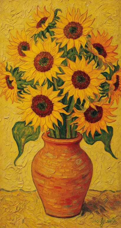 R1792f2dvangog, An Oil Painting A Vibrant Cluster Of Fifteen...