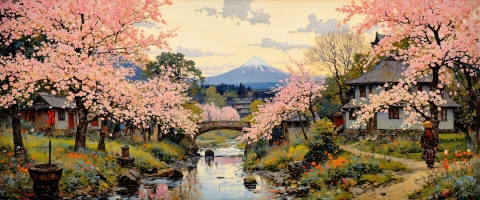 Masterful Impressionistic Oil Painting On Canvas, A Pictures... — FLUX AI Prompt: masterful impressionistic oil painting on canvas, a picturesque japanese country...