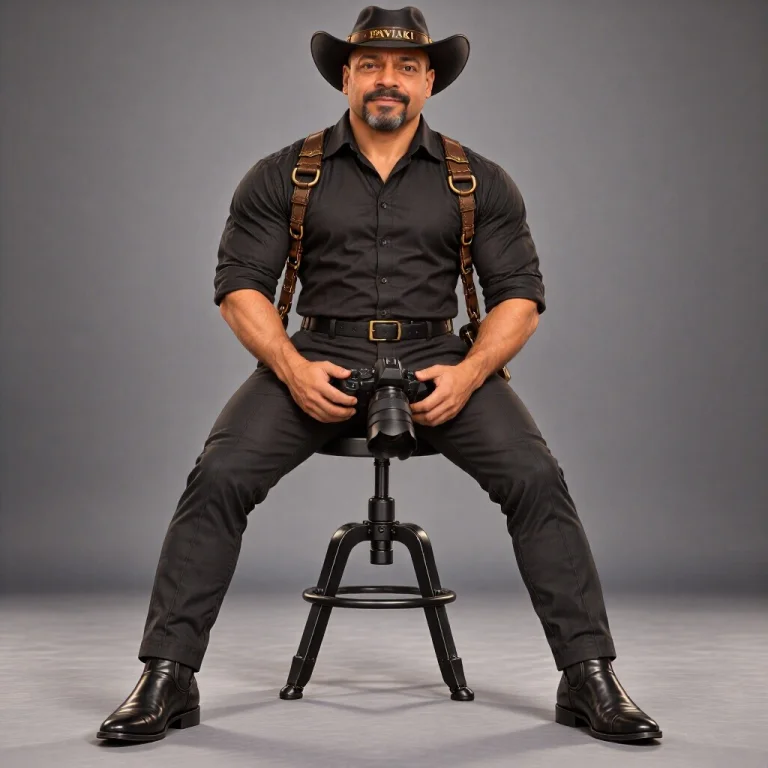Pavlakicam, Full-body Seated View, Calm Expression, Holding...