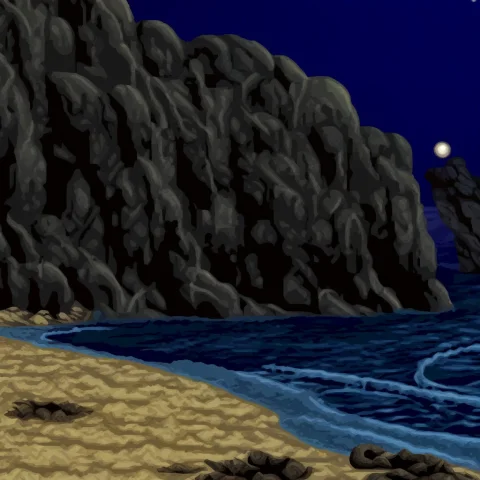 Sfpx Style, A Moonlit Beach With A Sandy Shore, Dark Rocks A... — SDXL AI Prompt: sfpx style, a moonlit beach with a sandy shore, dark rocks and blue waves under...