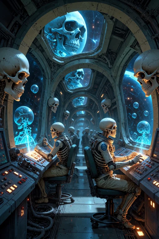, Boneswm, A Futuristic Space Station Interior With Corridor...