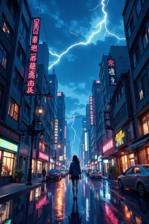 1980s 80s City Beautiful Landscape, Rain And Storm, Woman, V...
