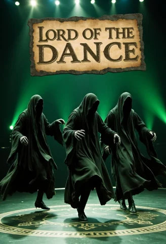 Three Nazgl Performing An Irish-themed Riverdance. The Nazgl... — FLUX AI Prompt: Three Nazgûl performing an Irish-themed Riverdance. The Nazgûl, in their dark ho...