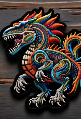 Ral-embroideredpatch, An Embroidered Patch Design Of A Fierc... — SDXL AI Prompt: ral-embroideredpatch, an embroidered patch design of a fierce roaring T-Rex, bol...
